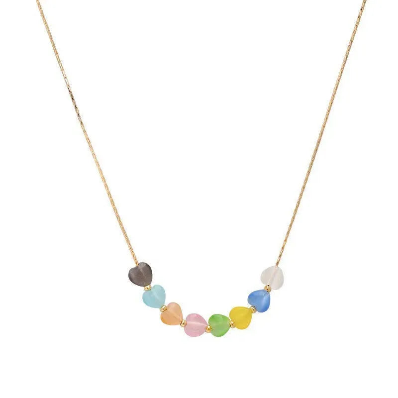 Wholesale Jewelry Simple Style Heart Shape Synthetics Acrylic Artificial Pearls Artificial Gemstones Inlay Hollow Out Pendant Necklace