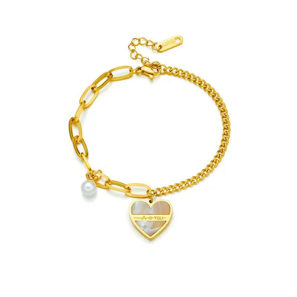 Simple Style Heart Shape Titanium Steel 18k Gold Plated Bracelets In Bulk