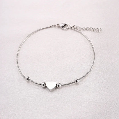 Simple Style Heart Shape Titanium Steel Bracelets In Bulk