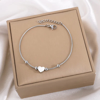 Simple Style Heart Shape Titanium Steel Bracelets In Bulk