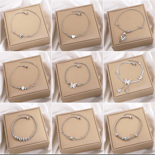 Simple Style Heart Shape Titanium Steel Bracelets In Bulk