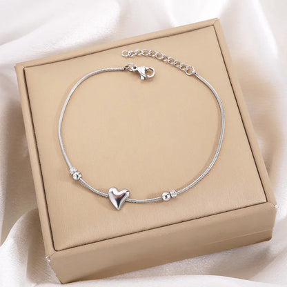 Simple Style Heart Shape Titanium Steel Bracelets In Bulk