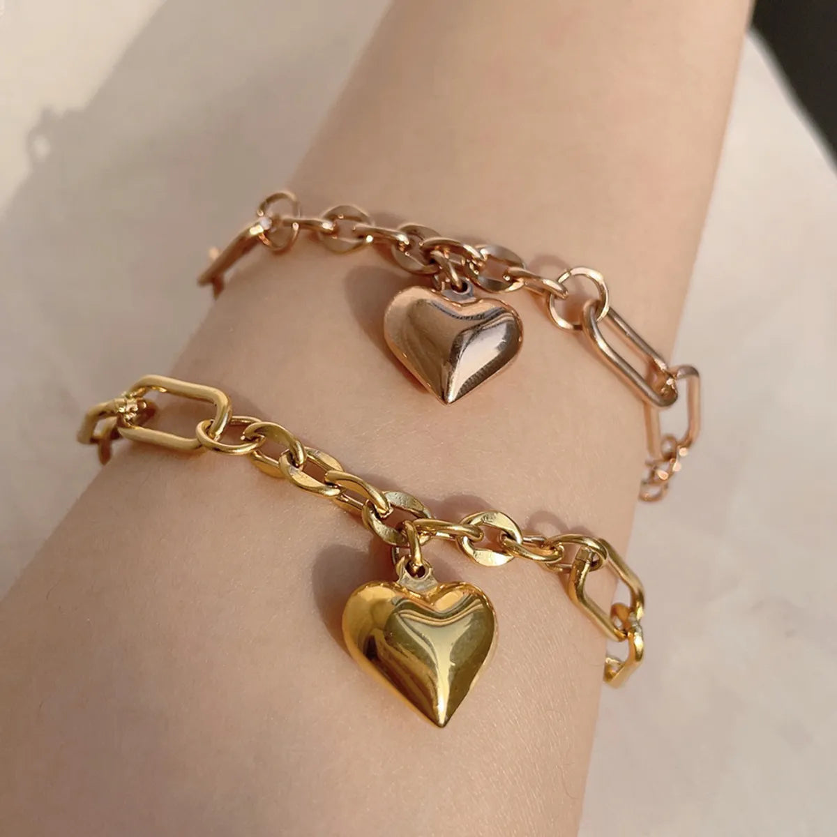 Simple Style Heart Shape Titanium Steel Bracelets In Bulk