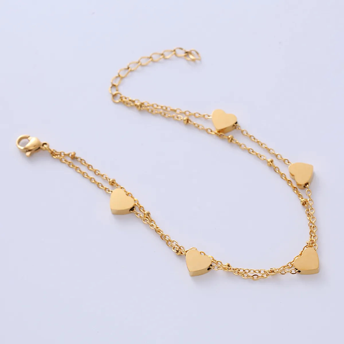 Simple Style Heart Shape Titanium Steel Bracelets Layered Plating Stainless Steel Bracelets