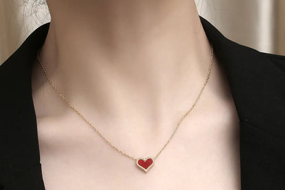 Simple Style Heart Shape Titanium Steel Gold Plated Pendant Necklace In Bulk