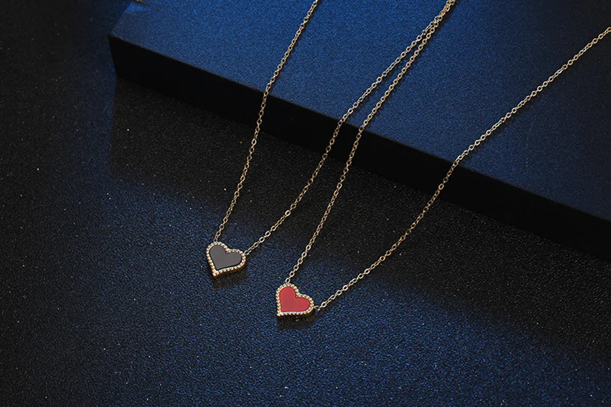 Simple Style Heart Shape Titanium Steel Gold Plated Pendant Necklace In Bulk