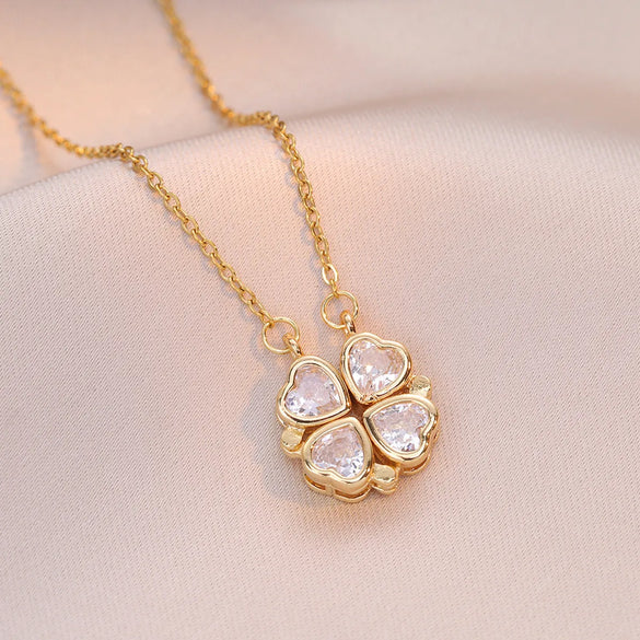 Simple Style Heart Shape Titanium Steel Inlay Rhinestones Women'S Pendant Necklace