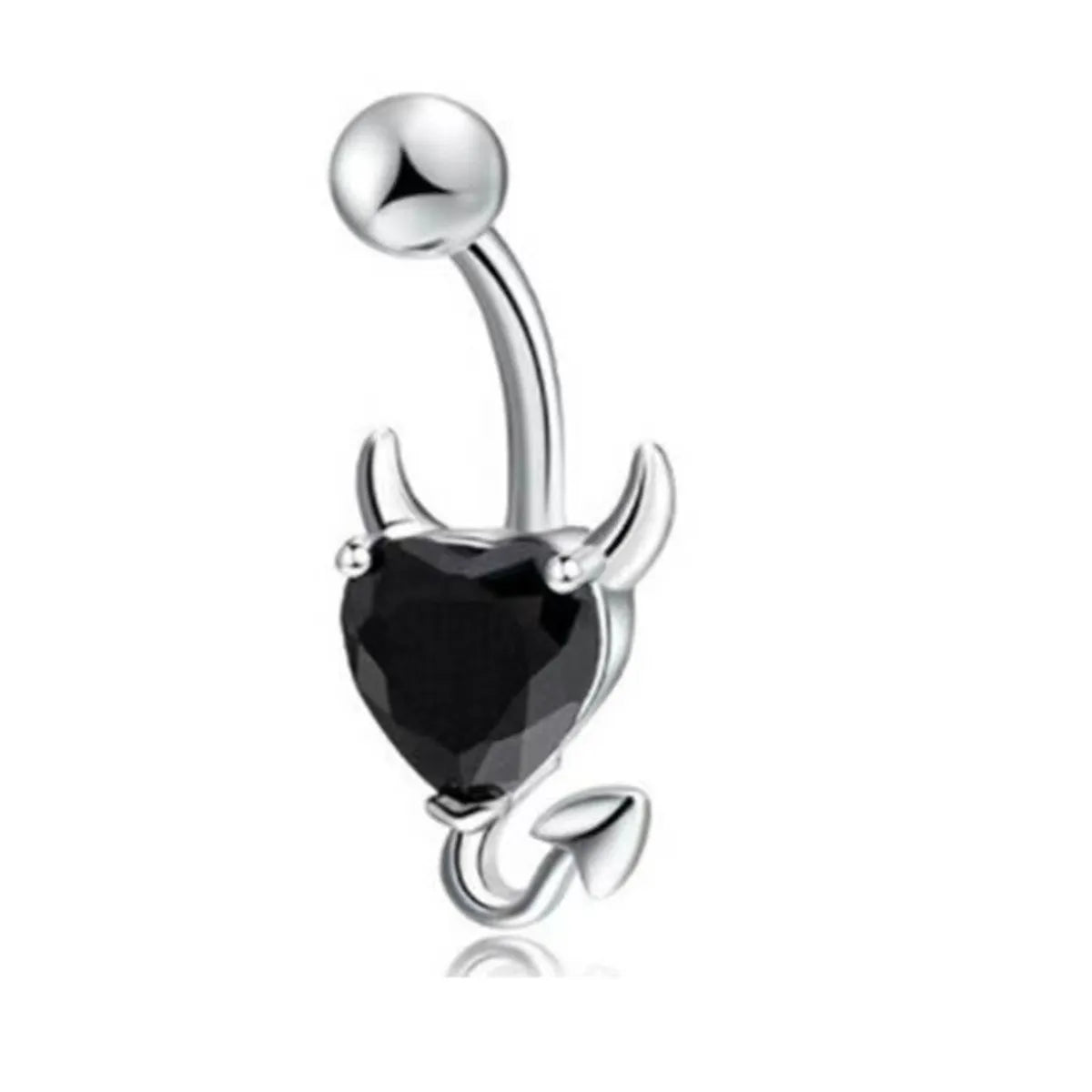 Simple Style Heart Shape Titanium Steel Inlay Zircon Belly Ring 1 Piece