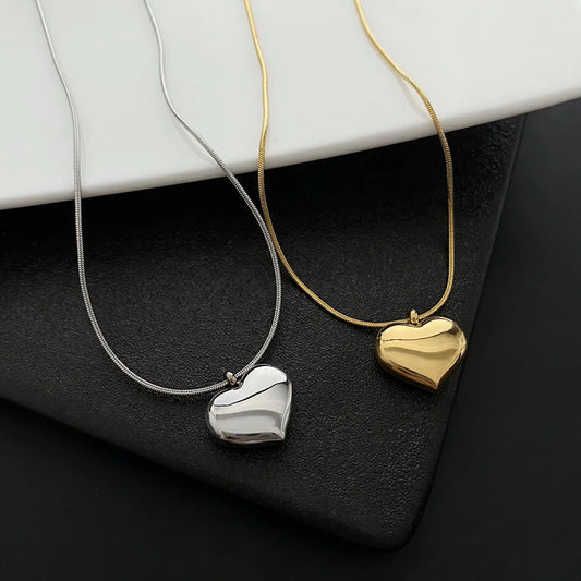 Simple Style Heart Shape Titanium Steel Necklace