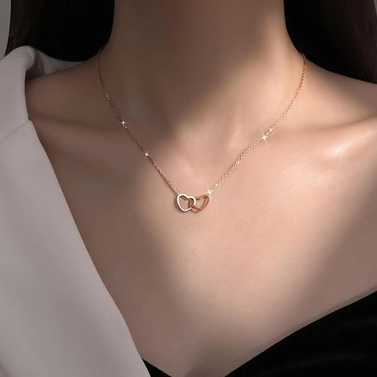 Simple Style Heart Shape Titanium Steel Plating 18k Gold Plated Necklace