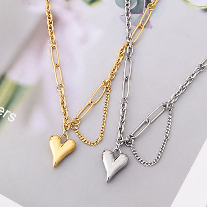 Simple Style Heart Shape Titanium Steel Plating 18k Gold Plated Necklace