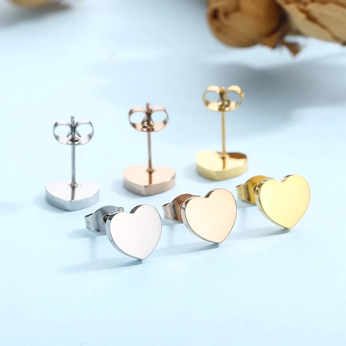 Simple Style Heart Shape Titanium Steel Plating 18k Gold Plated Rose Gold Plated Bracelets Earrings Necklace