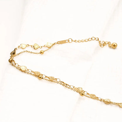 Simple Style Heart Shape Titanium Steel Plating 18k Gold Plated Women's Anklet