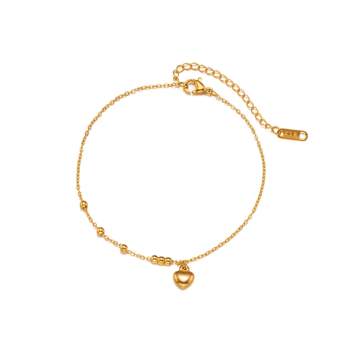 Simple Style Heart Shape 304 Stainless Steel Plating 18K Gold Plated Women's Anklet