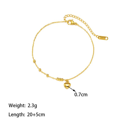 Simple Style Heart Shape 304 Stainless Steel Plating 18K Gold Plated Women's Anklet