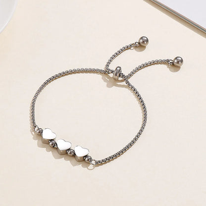 Simple Style Heart Shape Titanium Steel Plating Bracelets