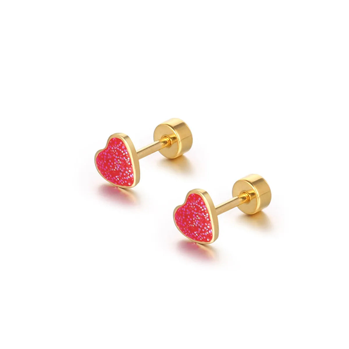 Simple Style Heart Shape Titanium Steel Plating Ear Studs 1 Piece