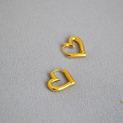 Simple Style Heart Shape Titanium Steel Plating Earrings 1 Pair