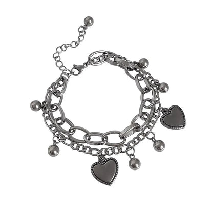 Simple Style Heart Shape Titanium Steel Plating Gold Plated Bracelets