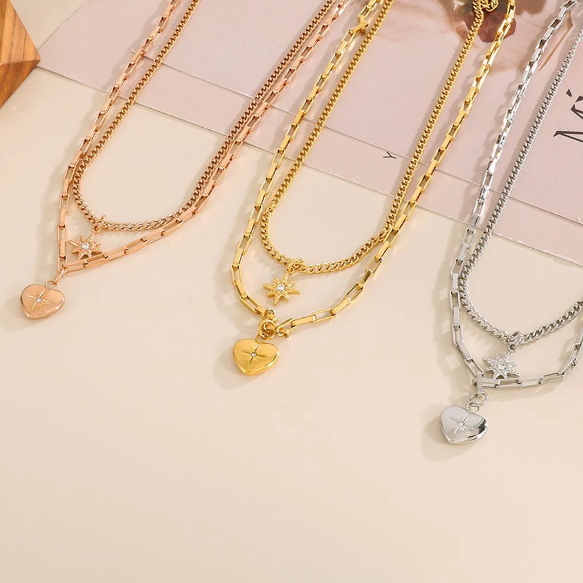 Simple Style Heart Shape Titanium Steel Plating Gold Plated Necklace