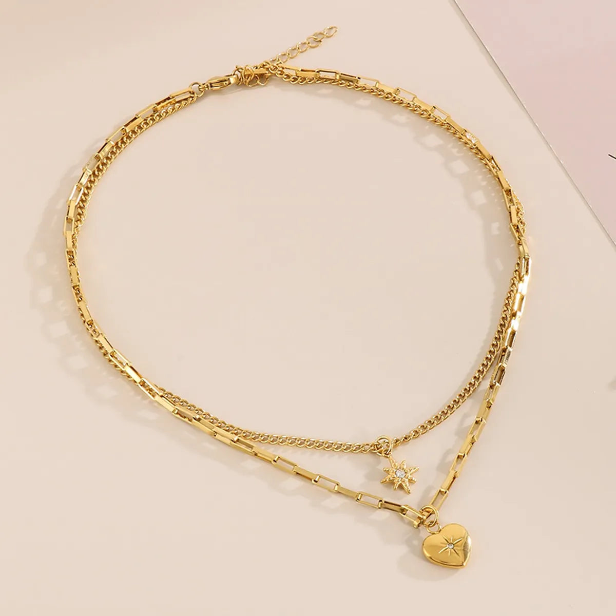 Simple Style Heart Shape Titanium Steel Plating Gold Plated Necklace