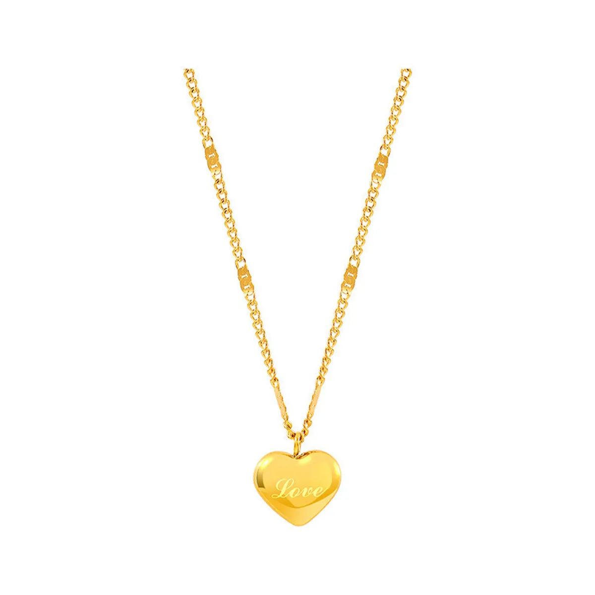 Simple Style Heart Shape Titanium Steel Plating Gold Plated Pendant Necklace