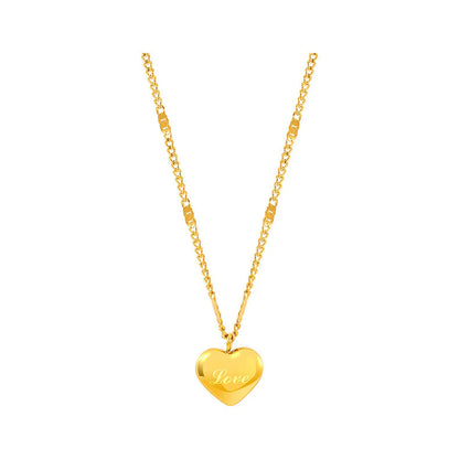 Simple Style Heart Shape Titanium Steel Plating Gold Plated Pendant Necklace