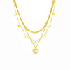 Simple Style Heart Shape Titanium Steel Plating Inlay Pearl 18k Gold Plated Layered Necklaces