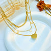 Simple Style Heart Shape Titanium Steel Plating Inlay Pearl 18k Gold Plated Layered Necklaces