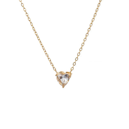 Simple Style Heart Shape Titanium Steel Plating Inlay Zircon Pendant Necklace