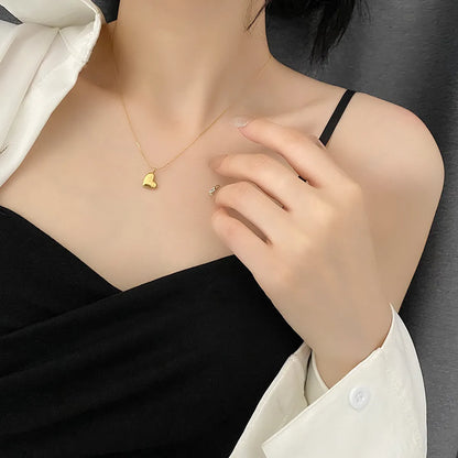 Simple Style Heart Shape Titanium Steel Plating Necklace