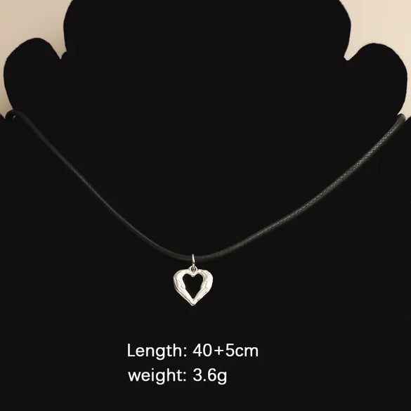 Wholesale Jewelry Simple Style Customization Laser Engraving Heart Shape Titanium Steel Plating Pendant Necklace Woven Chain