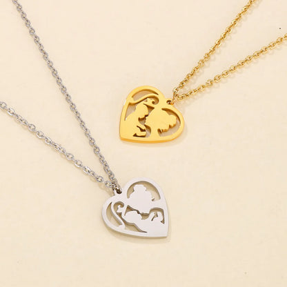 Simple Style Heart Shape Titanium Steel Plating Pendant Necklace