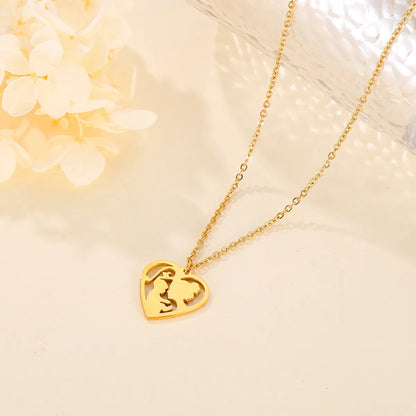 Simple Style Heart Shape Titanium Steel Plating Pendant Necklace