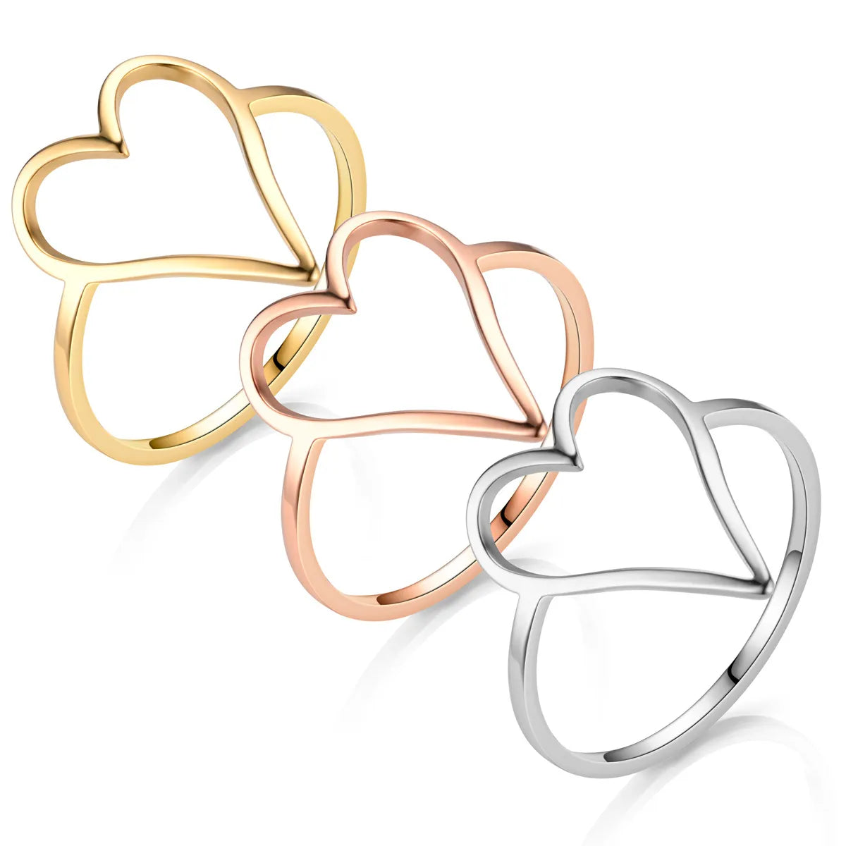 Simple Style Heart Shape Titanium Steel Plating Rings