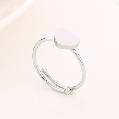 Simple Style Heart Shape Titanium Steel Plating Rings