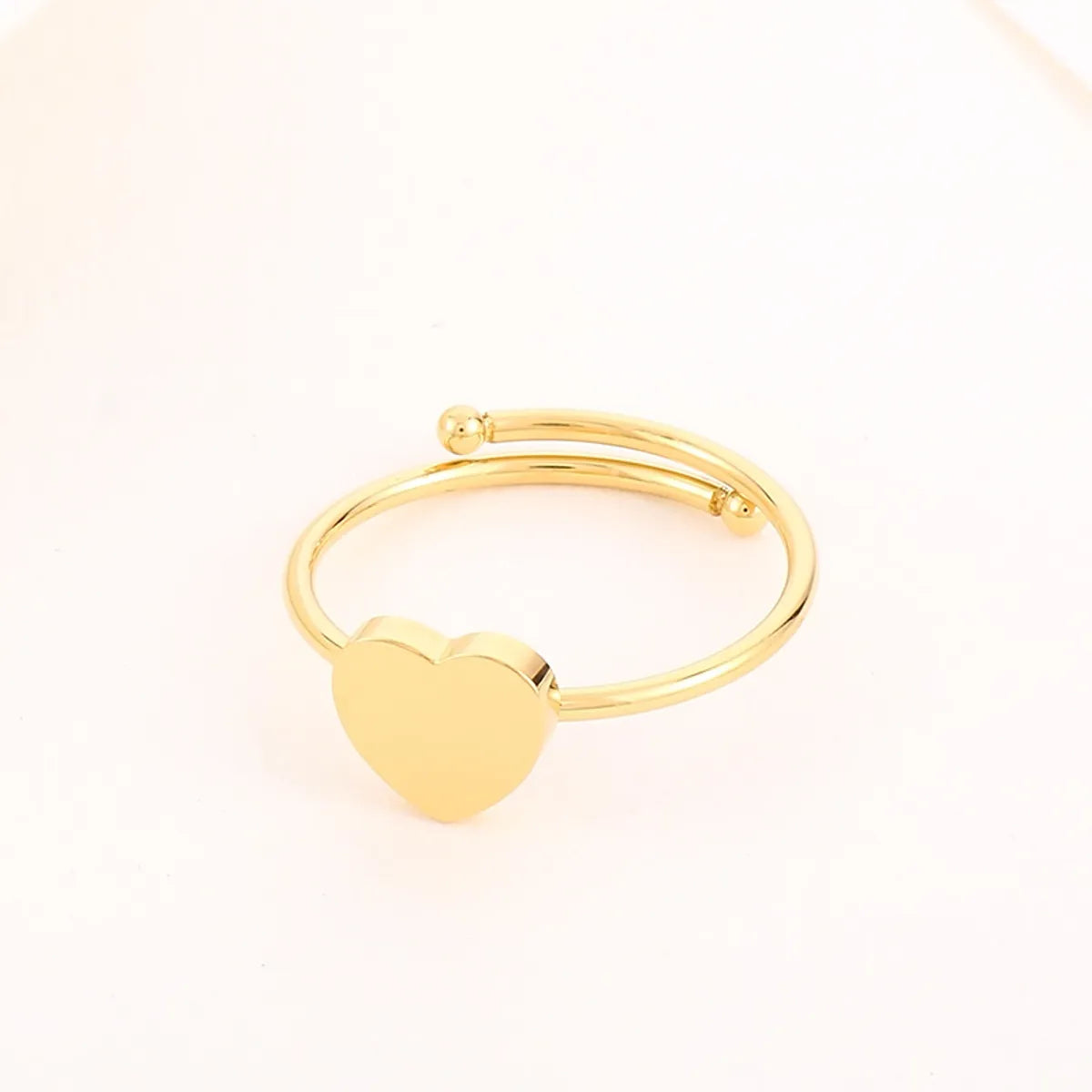 Simple Style Heart Shape Titanium Steel Plating Rings