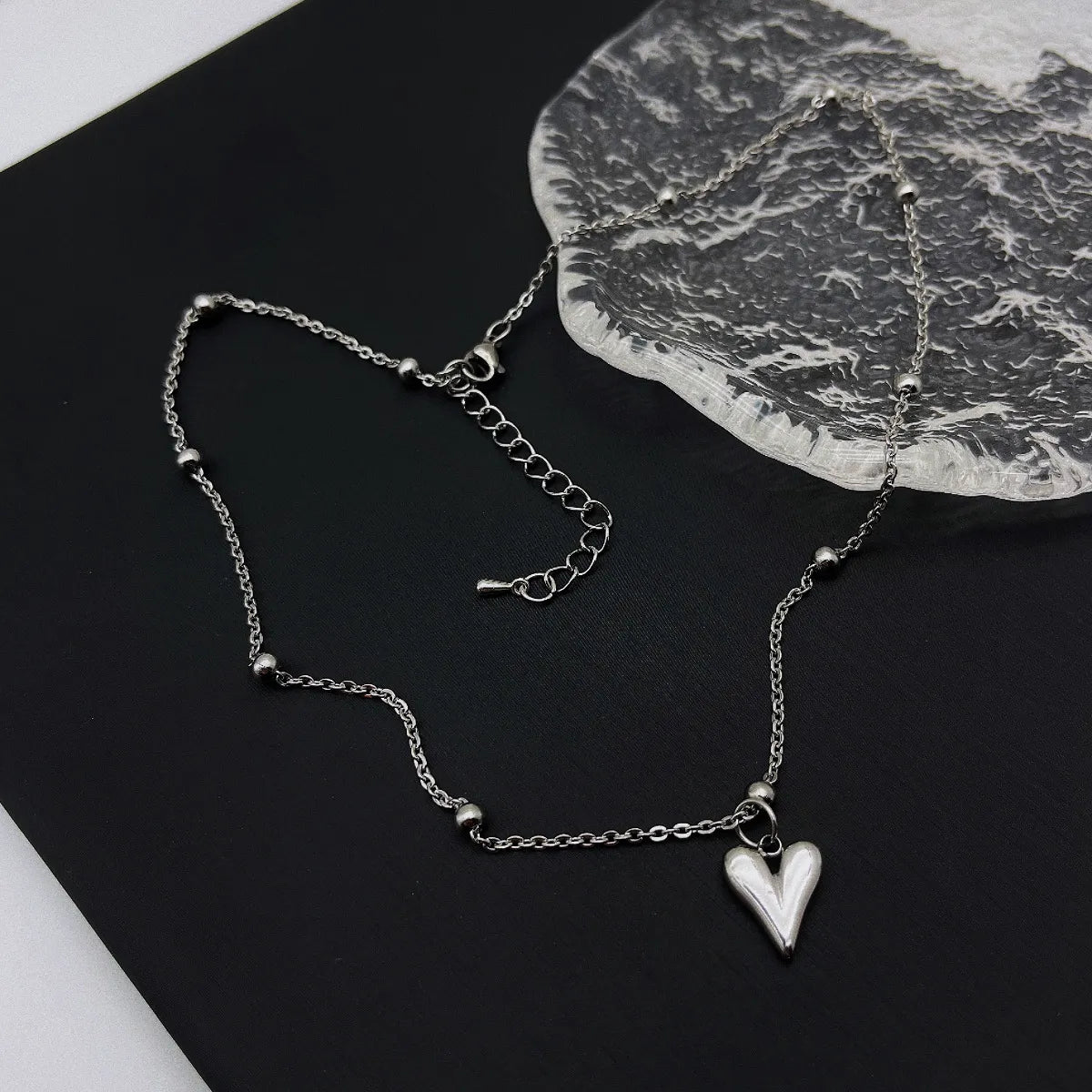 Titanium Steel Simple Style Polishing Heart Shape Pendant Necklace