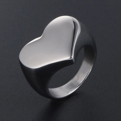 Simple Style Heart Shape Titanium Steel Polishing Rings