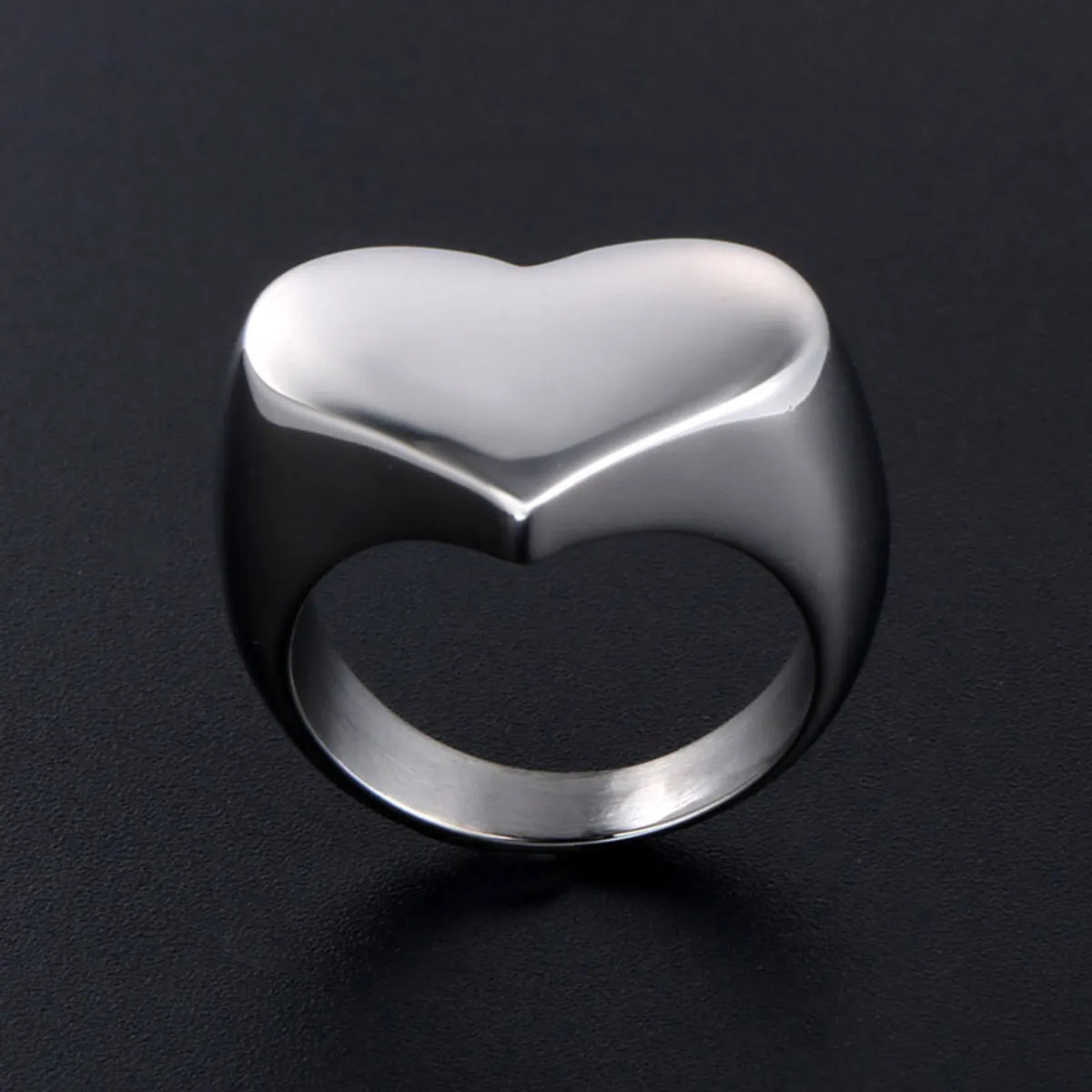 Simple Style Heart Shape Titanium Steel Polishing Rings