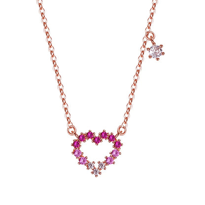 Simple Style Heart Shape White Copper Inlay Zircon Pendant Necklace