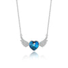 Simple Style Heart Shape Wings Austrian Crystal Sterling Silver Inlaid Zircon Necklace 1 Piece