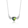 Simple Style Heart Shape Wings Austrian Crystal Sterling Silver Inlaid Zircon Necklace 1 Piece