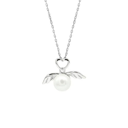 Simple Style Heart Shape Wings Sterling Silver Inlay Artificial Gemstones Pendant Necklace