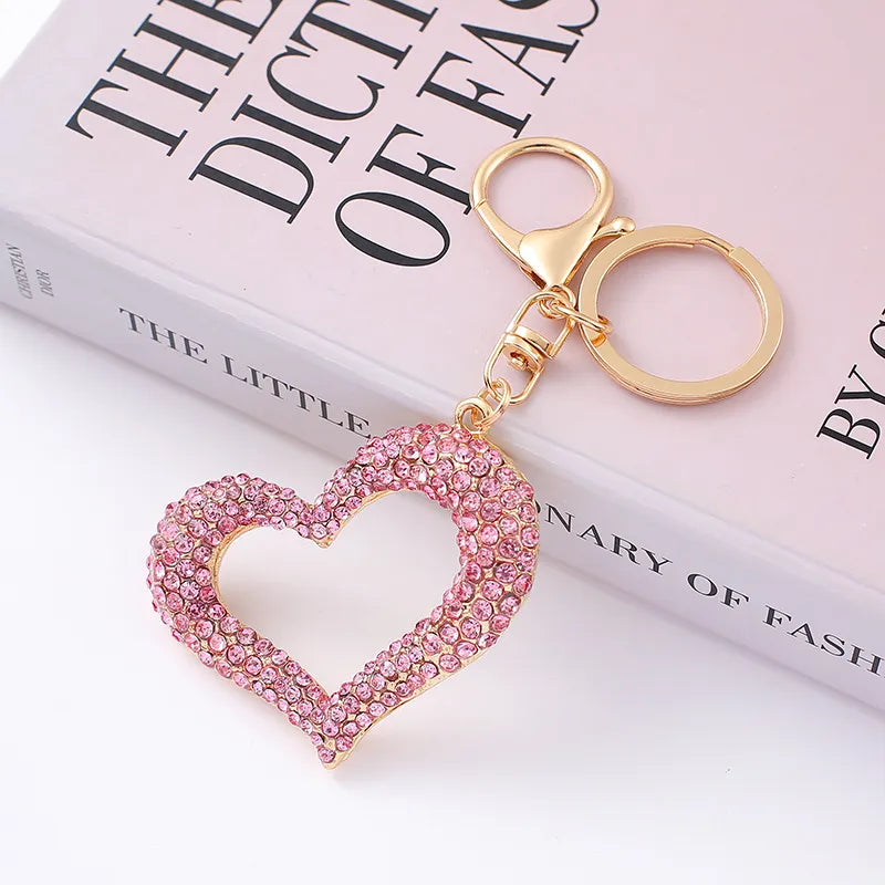 Simple Style Heart Shape Zinc Alloy Diamond Unisex Bag Pendant Keychain