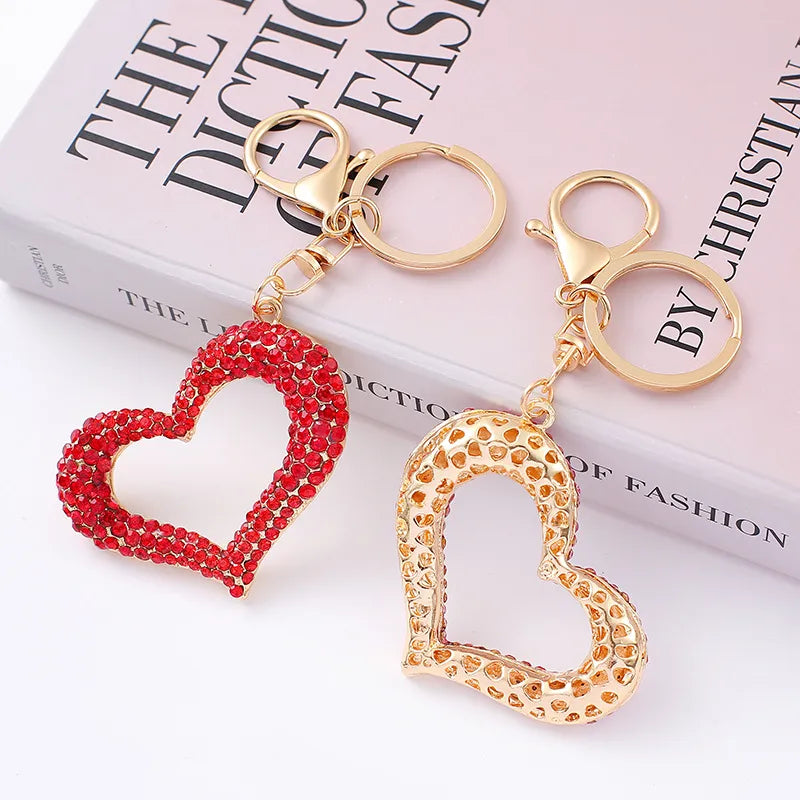 Simple Style Heart Shape Zinc Alloy Diamond Unisex Bag Pendant Keychain