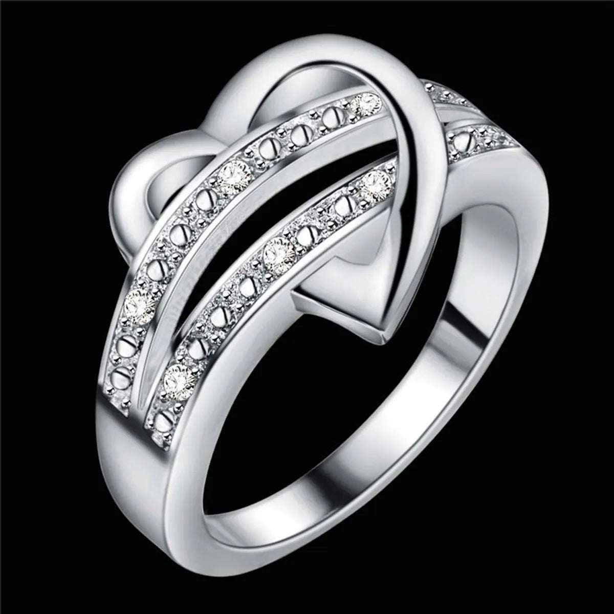 Simple Style Heart Shape Zircon Alloy Wholesale Rings