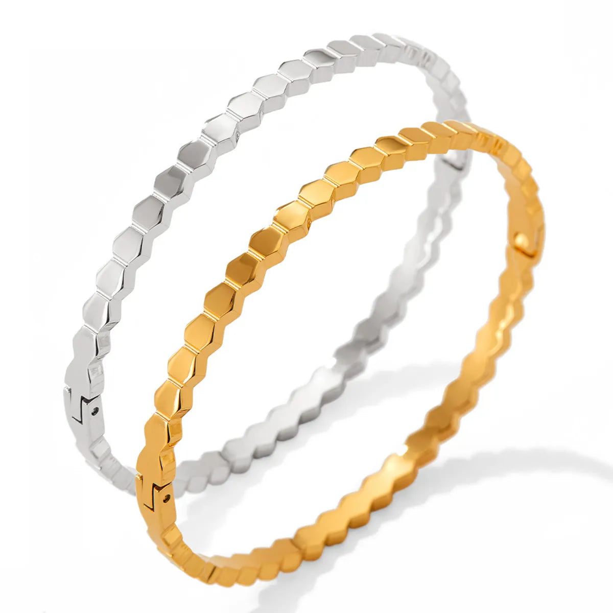 Simple Style Hexagon 304 Stainless Steel 16K Gold Plated White Gold Plated Gold Plated No Inlaid Bangle In Bulk