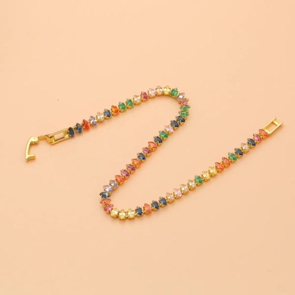 Simple Style Horse Eye Stone Copper Plating Inlay Zircon Gold Plated Bracelets