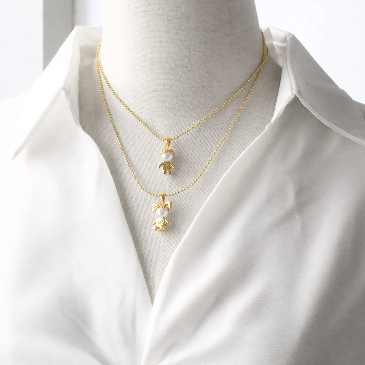 Simple Style Human Copper Plating Inlay Zircon 18k Gold Plated Pendant Necklace